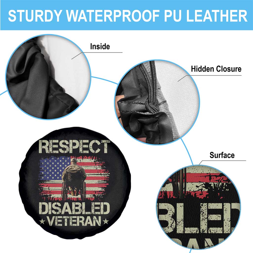 Respect Disabled Veteran Spare Tire Cover Military Soldier Vintage American Flag TS11 Print Your Wear