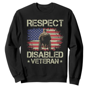 Respect Disabled Veteran Sweatshirt Military Soldier Vintage American Flag TS11 Black Print Your Wear