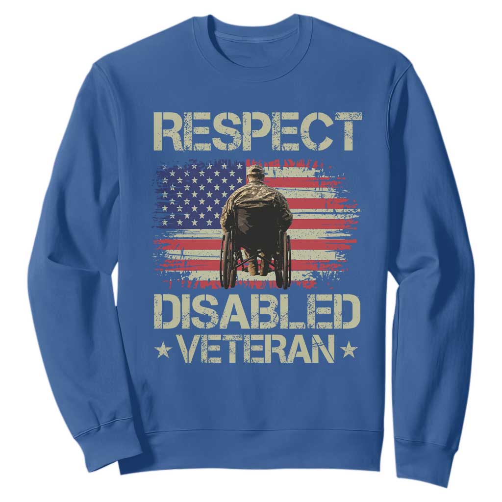 Respect Disabled Veteran Sweatshirt Military Soldier Vintage American Flag TS11 Royal Blue Print Your Wear