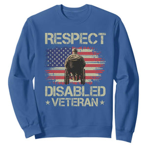 Respect Disabled Veteran Sweatshirt Military Soldier Vintage American Flag TS11 Royal Blue Print Your Wear