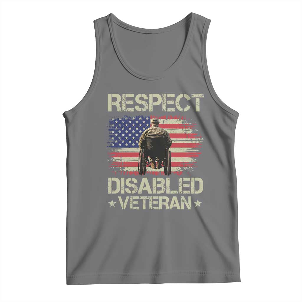Respect Disabled Veteran Tank Top Military Soldier Vintage American Flag - Print Your Wear