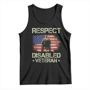 Respect Disabled Veteran Tank Top Military Soldier Vintage American Flag - Print Your Wear