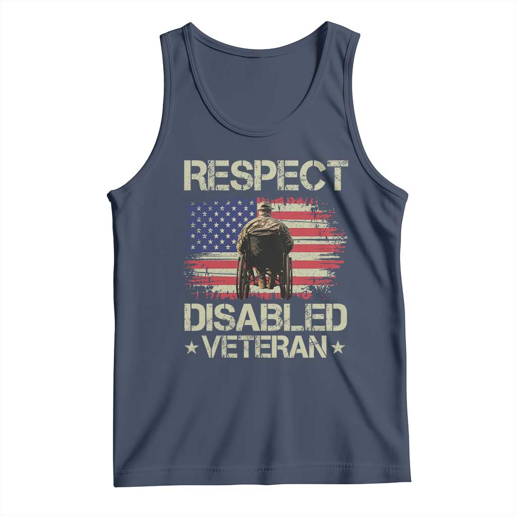 Respect Disabled Veteran Tank Top Military Soldier Vintage American Flag - Print Your Wear