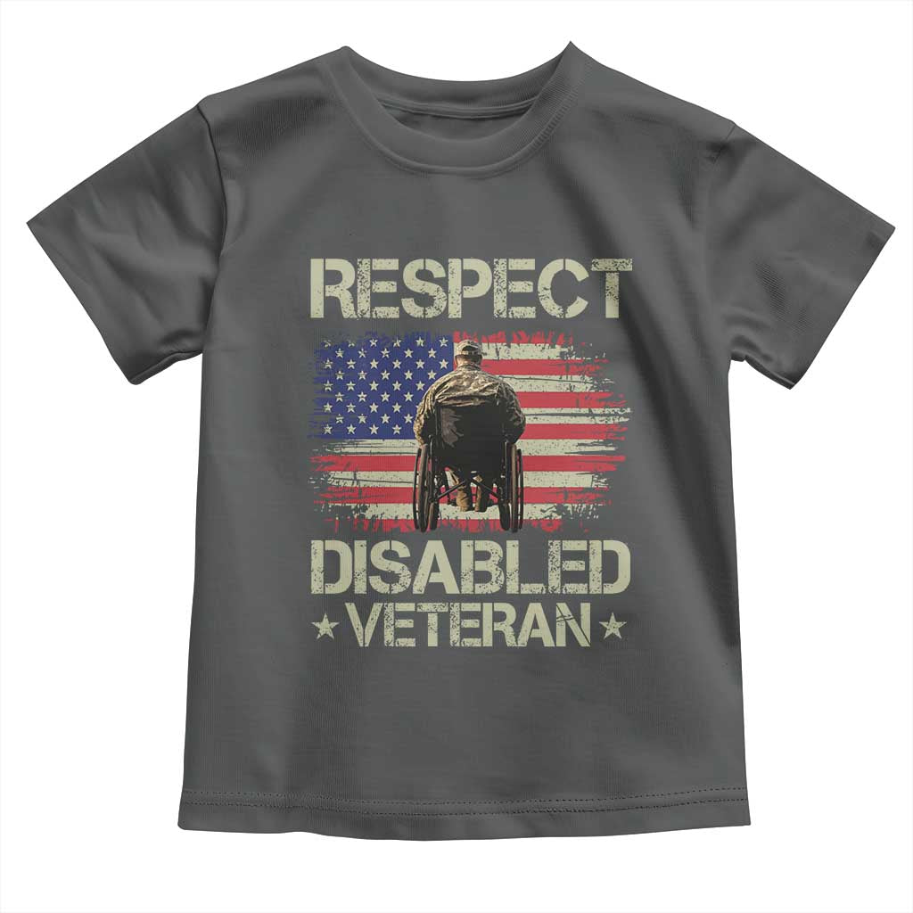 Respect Disabled Veteran Toddler T Shirt Military Soldier Vintage American Flag TS11 Dark Heather Print Your Wear