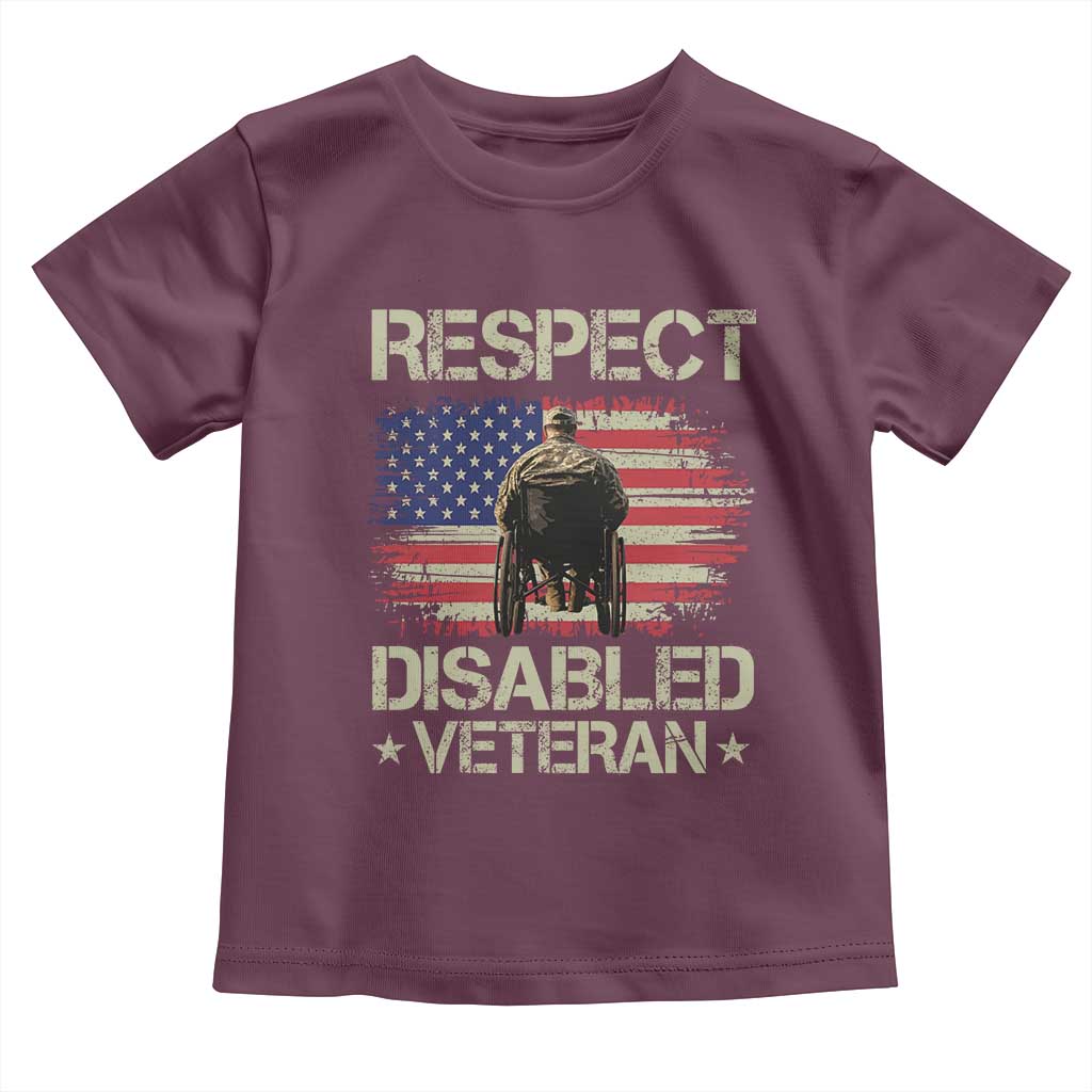 Respect Disabled Veteran Toddler T Shirt Military Soldier Vintage American Flag TS11 Maroon Print Your Wear