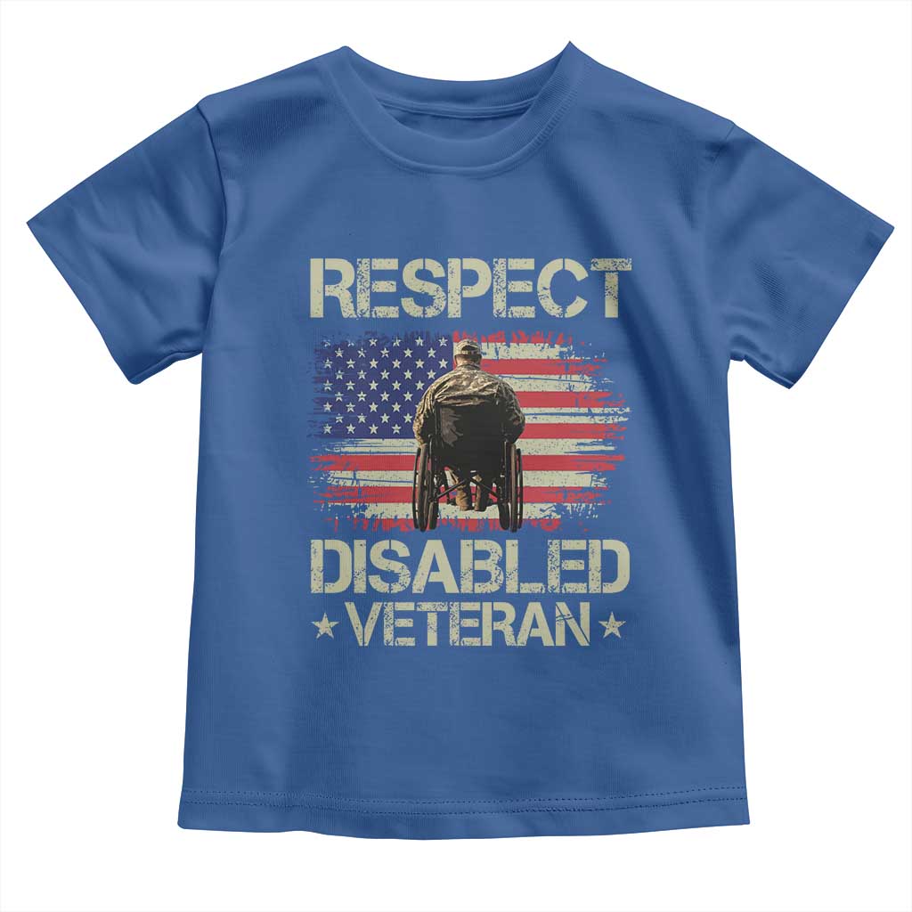 Respect Disabled Veteran Toddler T Shirt Military Soldier Vintage American Flag TS11 Royal Blue Print Your Wear