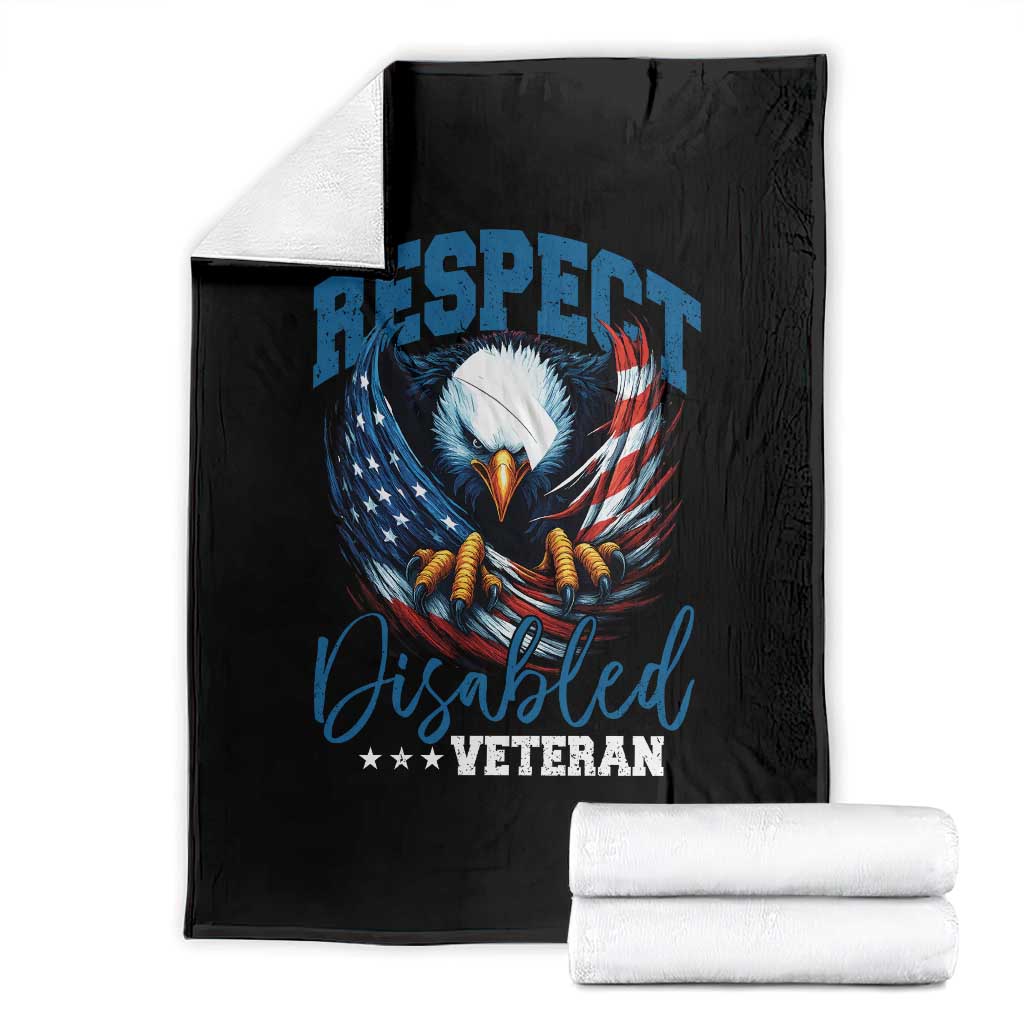 Respect Disabled Veteran Throw Blanket Military Soldier American Flag Bald Eagle TS11 Black Print Your Wear