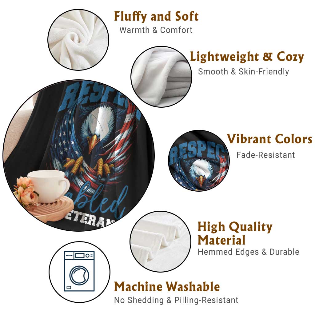 Respect Disabled Veteran Throw Blanket Military Soldier American Flag Bald Eagle TS11 Print Your Wear