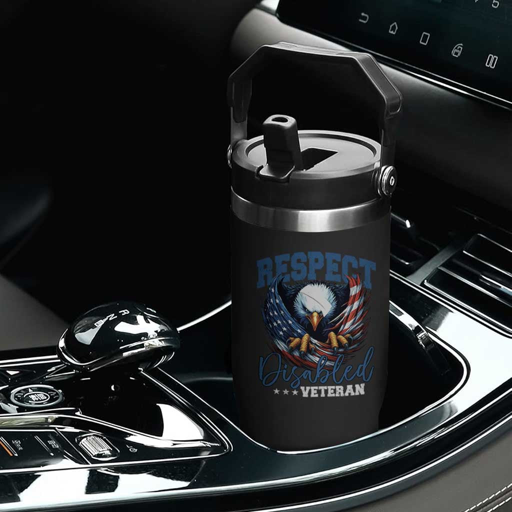 Respect Disabled Veteran Flip Straw Tumbler Military Soldier American Flag Bald Eagle TS11 Print Your Wear