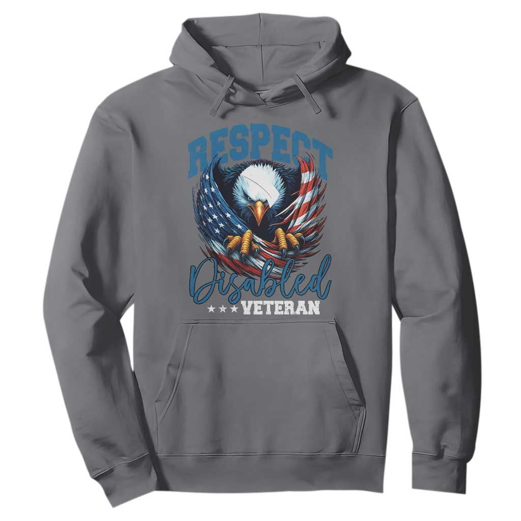 Respect Disabled Veteran Hoodie Military Soldier American Flag Bald Eagle TS11 Charcoal Print Your Wear