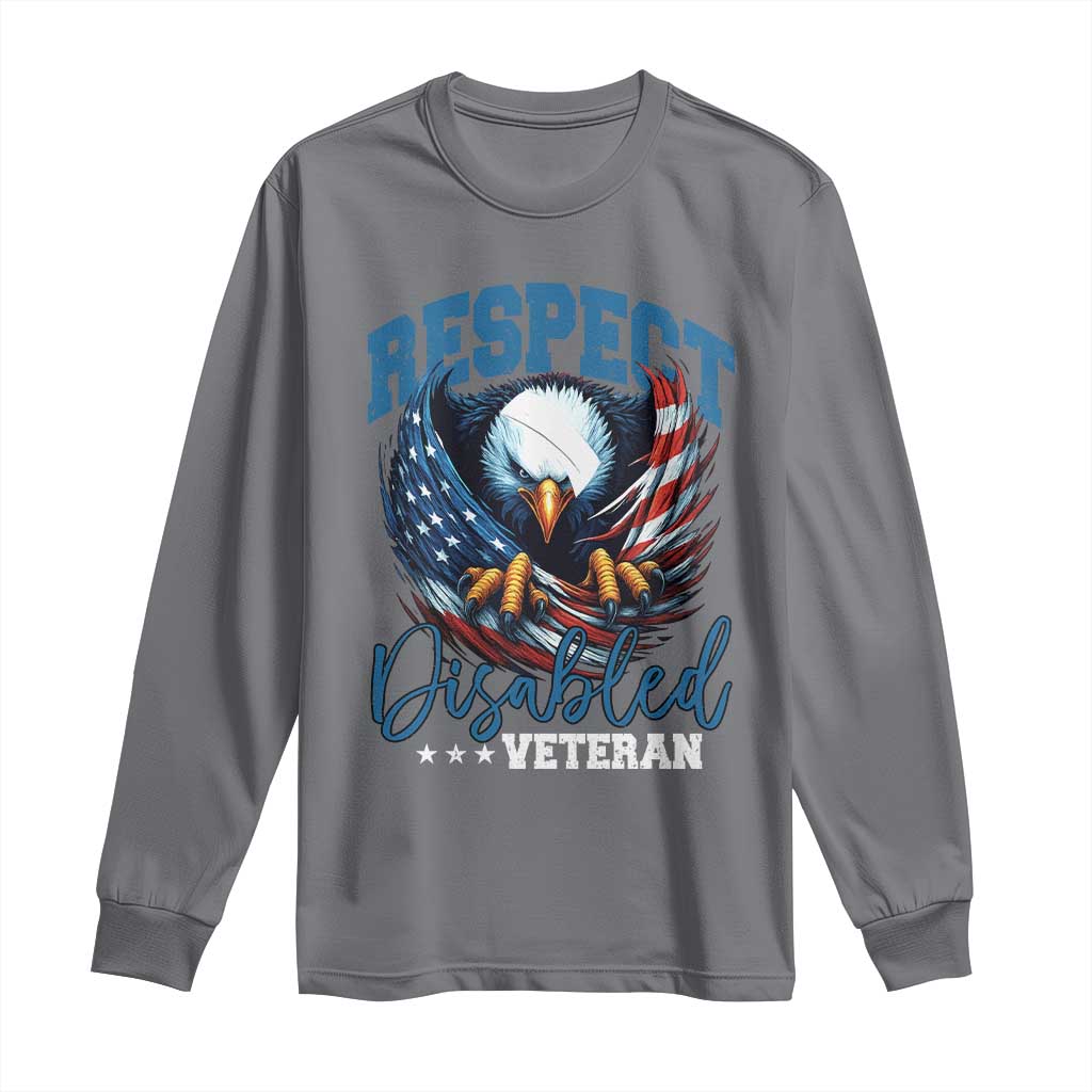 Respect Disabled Veteran Long Sleeve Shirt Military Soldier American Flag Bald Eagle TS11 Charcoal Print Your Wear