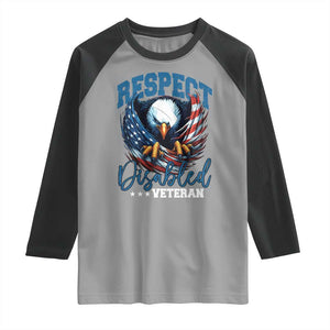 Respect Disabled Veteran Raglan Shirt Military Soldier American Flag Bald Eagle TS11 Sport Gray Black Print Your Wear