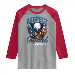 Respect Disabled Veteran Raglan Shirt Military Soldier American Flag Bald Eagle TS11 Sport Gray Red Print Your Wear