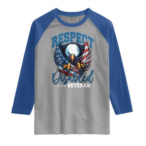 Respect Disabled Veteran Raglan Shirt Military Soldier American Flag Bald Eagle TS11 Sport Gray Royal Print Your Wear