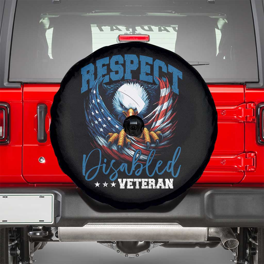 Respect Disabled Veteran Spare Tire Cover Military Soldier American Flag Bald Eagle TS11 Black Print Your Wear