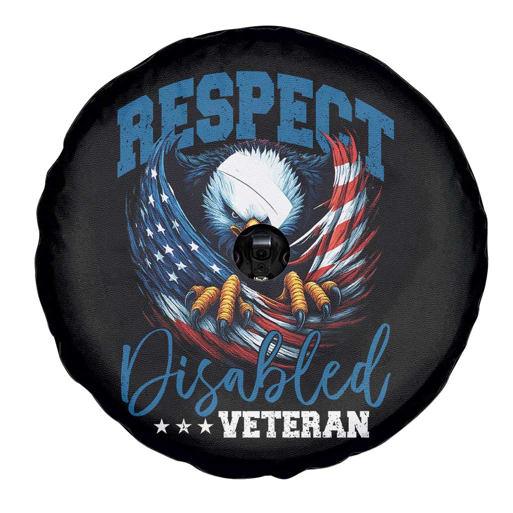 Respect Disabled Veteran Spare Tire Cover Military Soldier American Flag Bald Eagle TS11 Print Your Wear