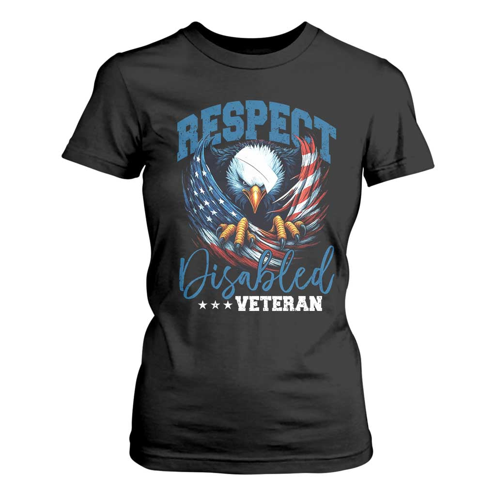 Respect Disabled Veteran T Shirt For Women Military Soldier American Flag Bald Eagle TS11 Black Print Your Wear