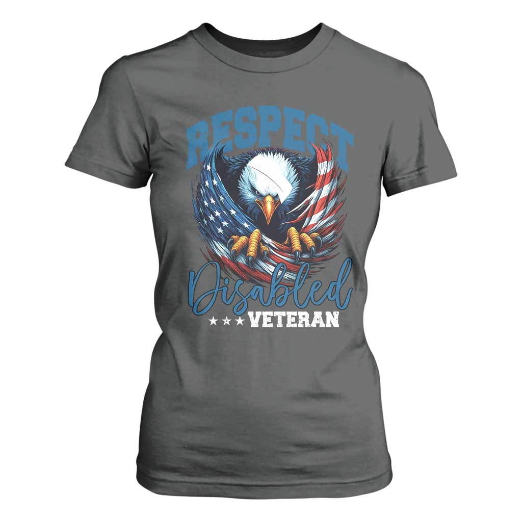 Respect Disabled Veteran T Shirt For Women Military Soldier American Flag Bald Eagle TS11 Dark Heather Print Your Wear