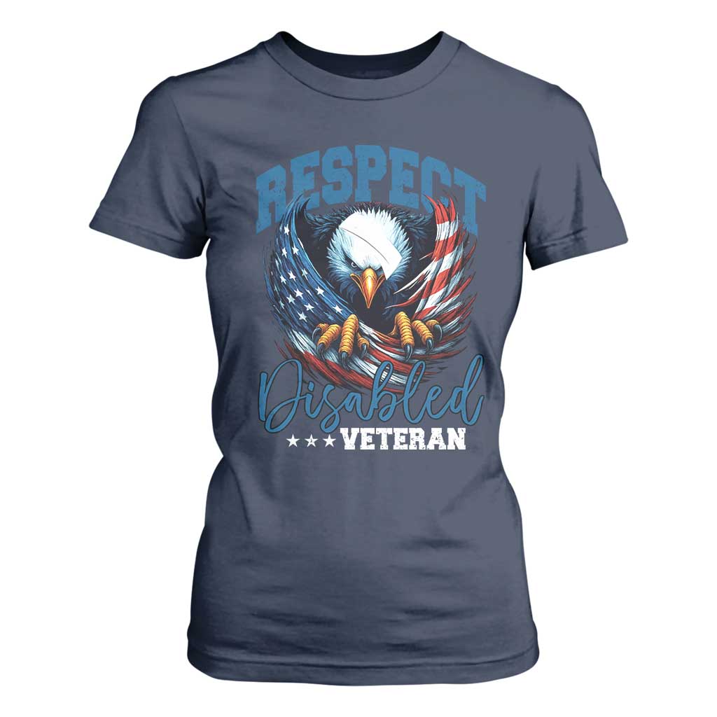 Respect Disabled Veteran T Shirt For Women Military Soldier American Flag Bald Eagle TS11 Navy Print Your Wear
