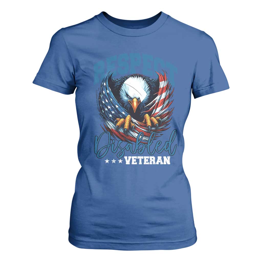 Respect Disabled Veteran T Shirt For Women Military Soldier American Flag Bald Eagle TS11 Royal Blue Print Your Wear