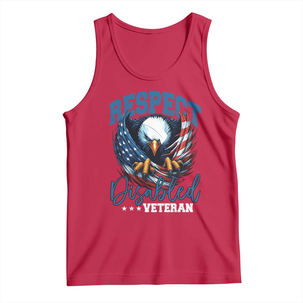 Respect Disabled Veteran Tank Top Military Soldier American Flag Bald Eagle TS11 Red Print Your Wear