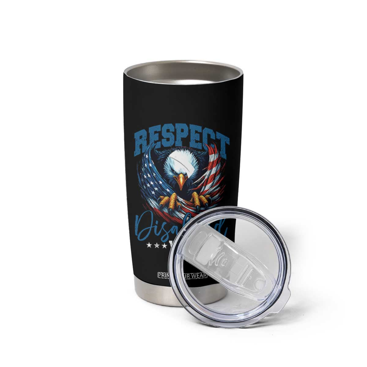 Respect Disabled Veteran Tumbler Cup Military Soldier American Flag Bald Eagle TS11 Print Your Wear