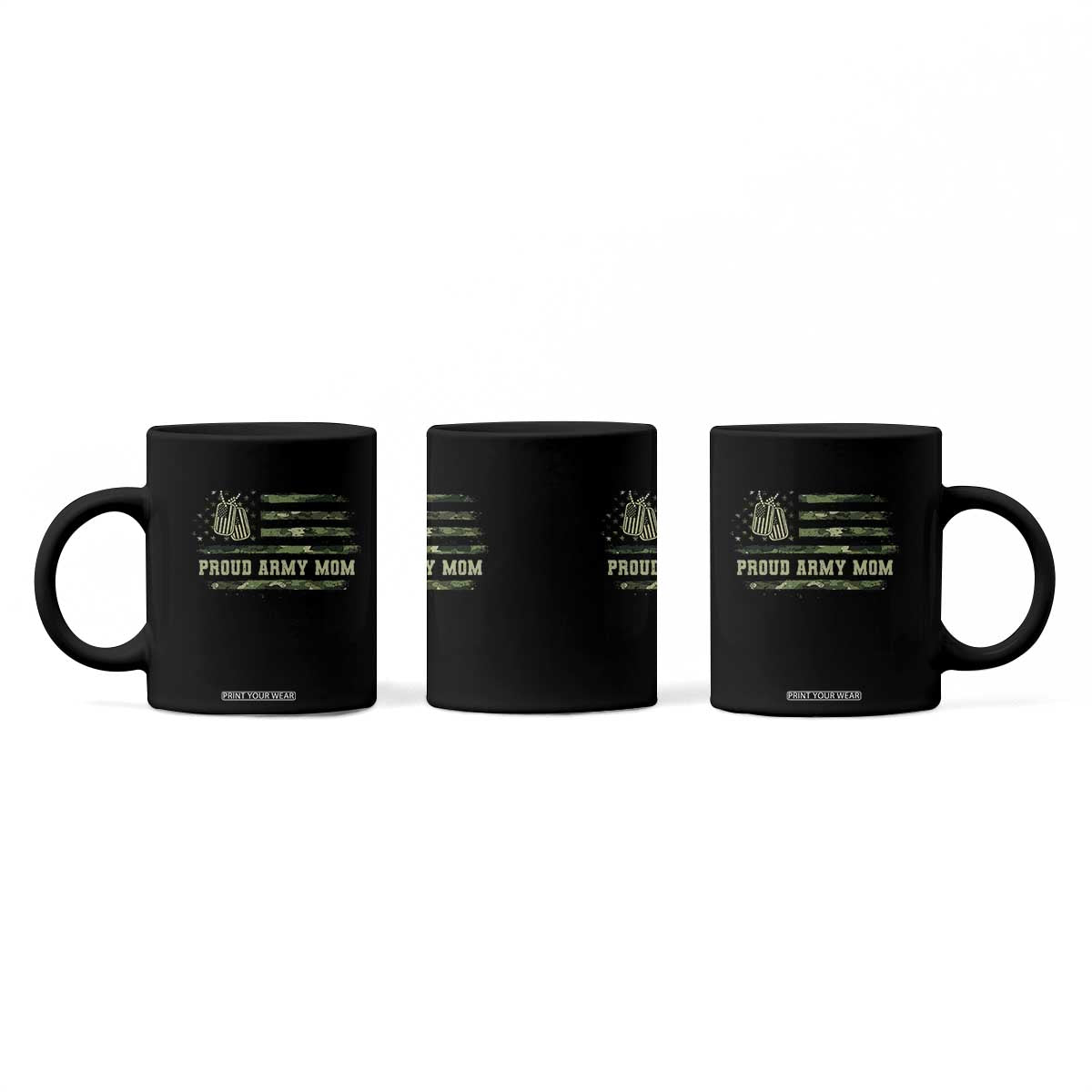 Proud Army Mom Coffee Mug Vintage Camo American Flag Veteran Mother's Day TS11 Print Your Wear