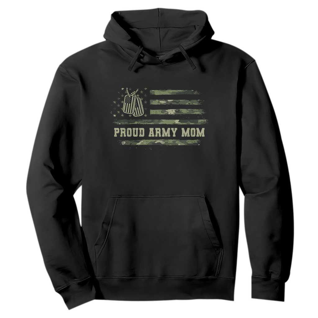 Proud Army Mom Hoodie Vintage Camo American Flag Veteran Mother's Day TS11 Black Print Your Wear