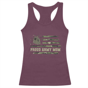 Proud Army Mom Racerback Tank Top Vintage Camo American Flag Veteran Mother's Day TS11 Maroon Print Your Wear