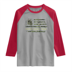 Proud Army Mom Raglan Shirt Vintage Camo American Flag Veteran Mother's Day TS11 Sport Gray Red Print Your Wear
