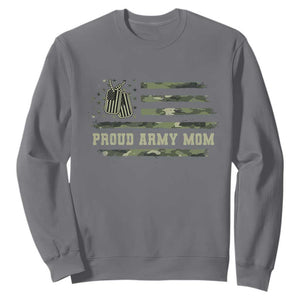 Proud Army Mom Sweatshirt Vintage Camo American Flag Veteran Mother's Day TS11 Charcoal Print Your Wear