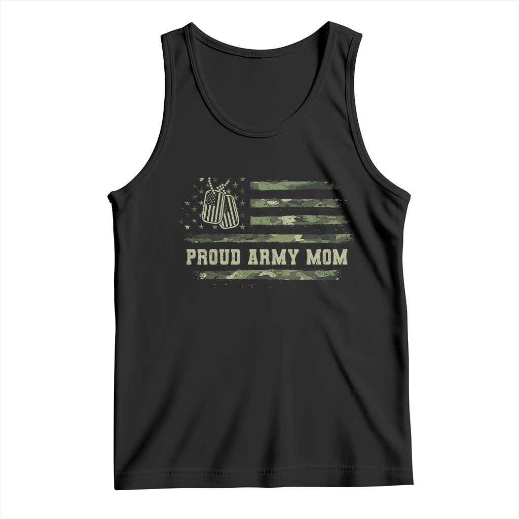 Proud Army Mom Tank Top Vintage Camo American Flag Veteran Mother's Day TS11 Black Print Your Wear