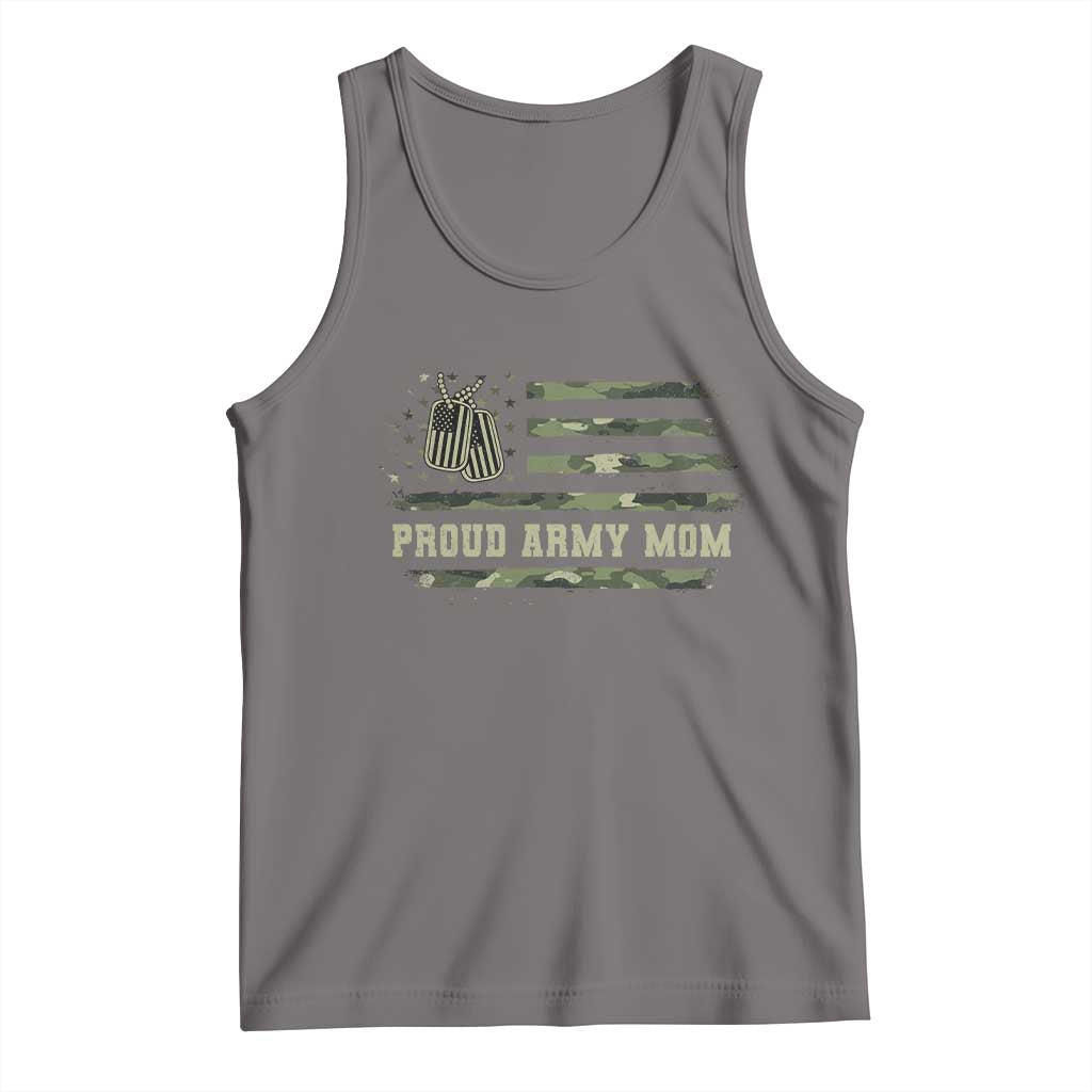 Proud Army Mom Tank Top Vintage Camo American Flag Veteran Mother's Day TS11 Deep Heather Print Your Wear
