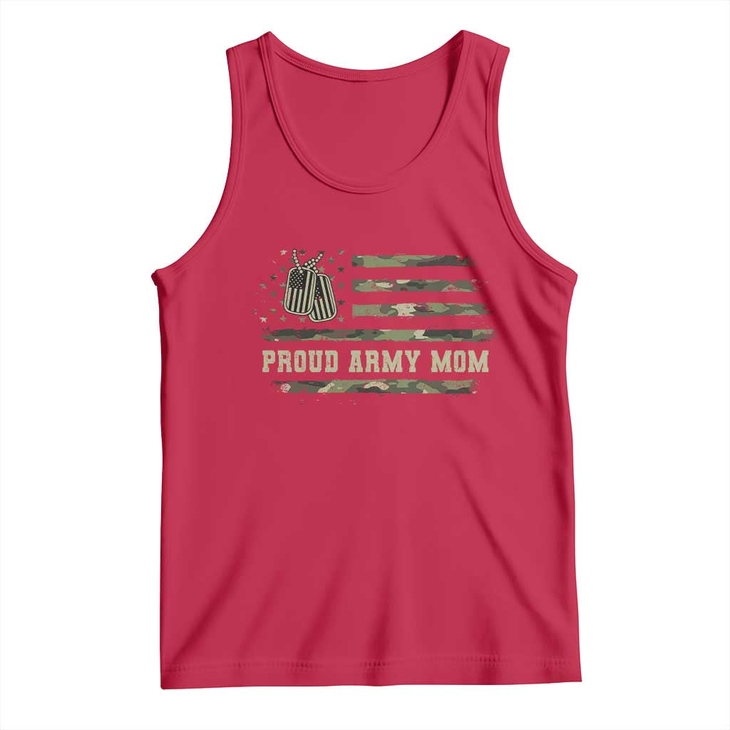 Proud Army Mom Tank Top Vintage Camo American Flag Veteran Mother's Day TS11 Red Print Your Wear