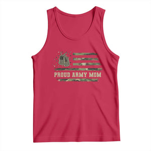 Proud Army Mom Tank Top Vintage Camo American Flag Veteran Mother's Day TS11 Red Print Your Wear