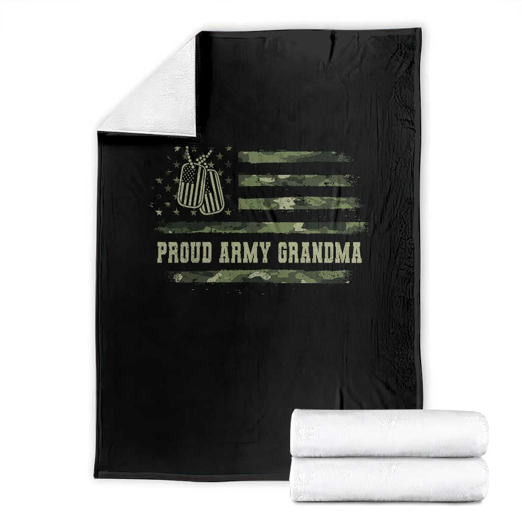 Proud Army Grandma Throw Blanket Vintage Camo American Flag Veteran TS11 Black Print Your Wear
