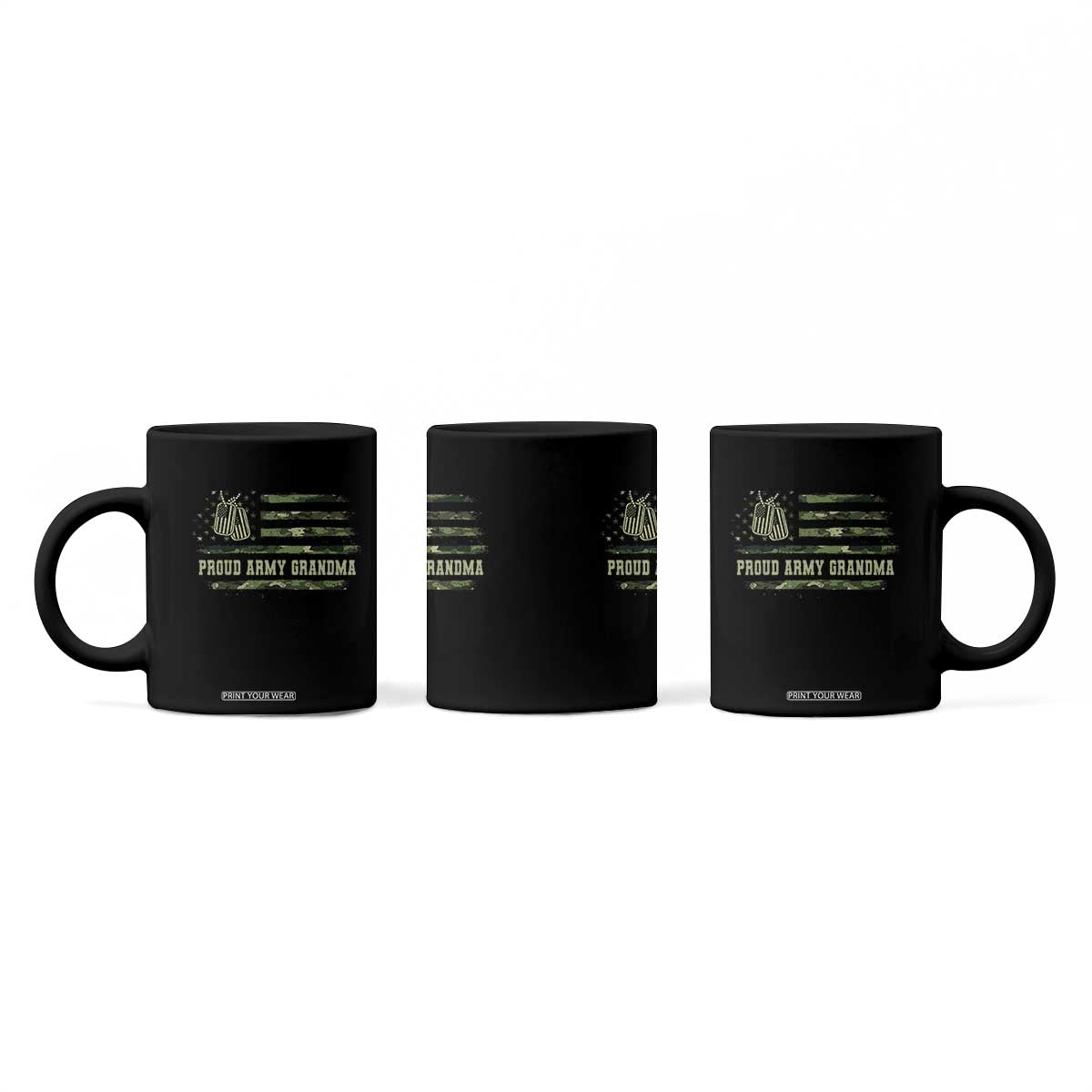 Proud Army Grandma Coffee Mug Vintage Camo American Flag Veteran TS11 Print Your Wear