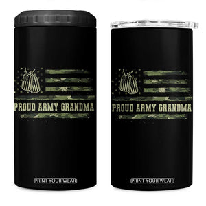 Proud Army Grandma 4 in 1 Can Cooler Tumbler Vintage Camo American Flag Veteran TS11 One Size: 16 oz Black Print Your Wear