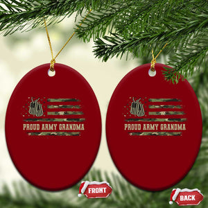 Proud Army Grandma Ceramic Ornament Vintage Camo American Flag Veteran TS11 Print Your Wear