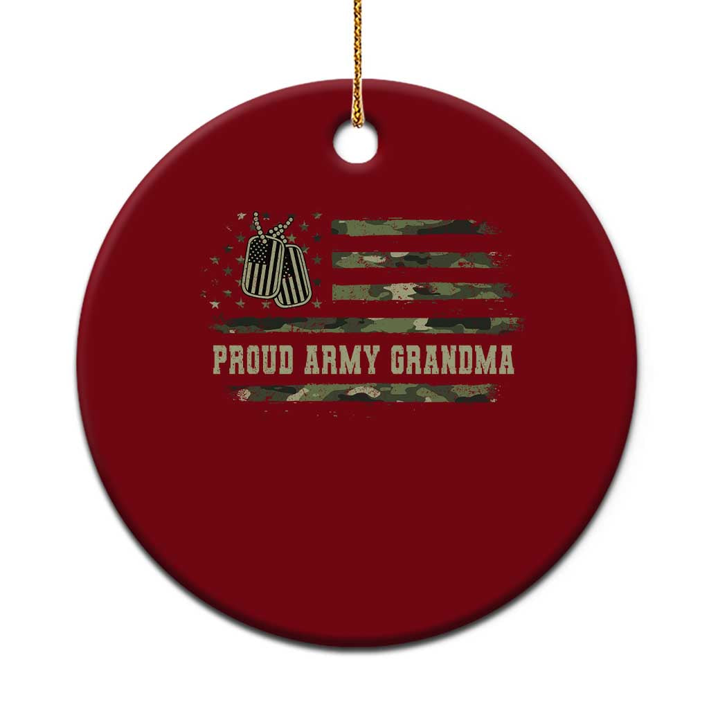 Proud Army Grandma Ceramic Ornament Vintage Camo American Flag Veteran TS11 1pc Red Print Your Wear