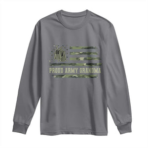 Proud Army Grandma Long Sleeve Shirt Vintage Camo American Flag Veteran TS11 Charcoal Print Your Wear