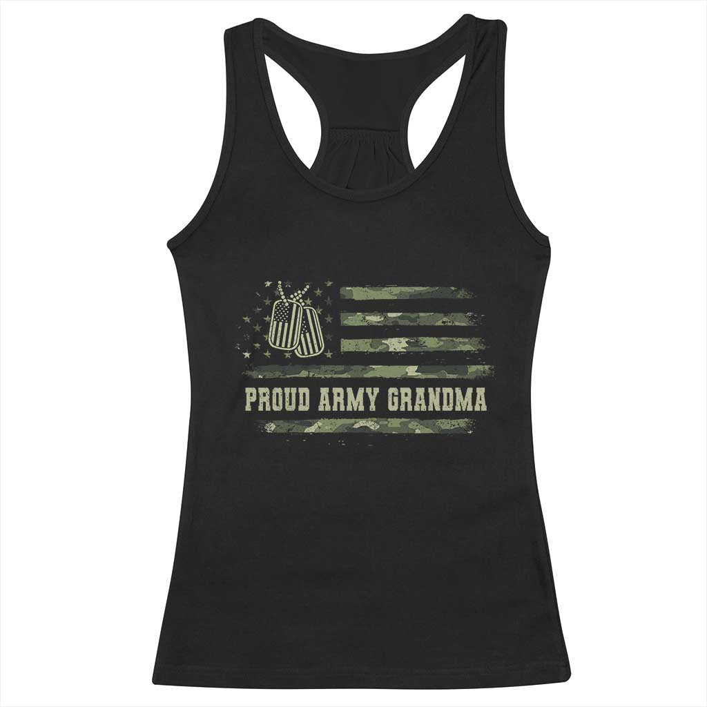 Proud Army Grandma Racerback Tank Top Vintage Camo American Flag Veteran TS11 Black Print Your Wear