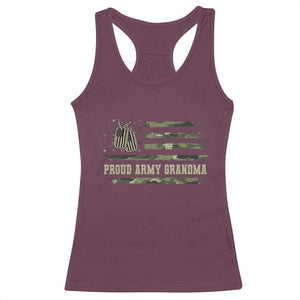 Proud Army Grandma Racerback Tank Top Vintage Camo American Flag Veteran TS11 Maroon Print Your Wear