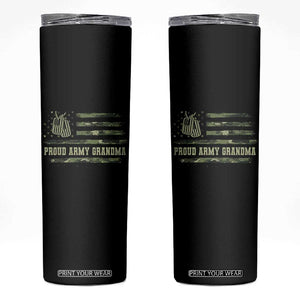 Proud Army Grandma Skinny Tumbler Vintage Camo American Flag Veteran TS11 Black Print Your Wear