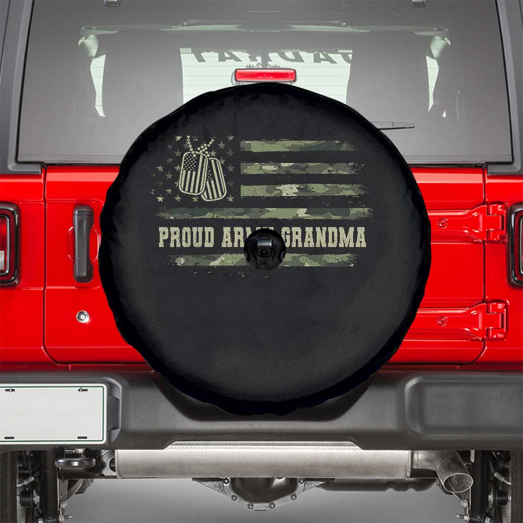 Proud Army Grandma Spare Tire Cover Vintage Camo American Flag Veteran TS11 Black Print Your Wear