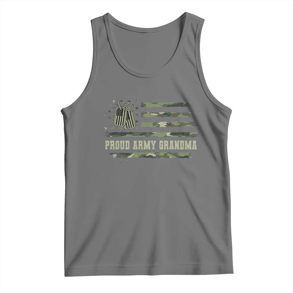 Proud Army Grandma Tank Top Vintage Camo American Flag Veteran TS11 Black Heather Print Your Wear