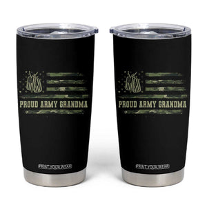 Proud Army Grandma Tumbler Cup Vintage Camo American Flag Veteran TS11 Black Print Your Wear