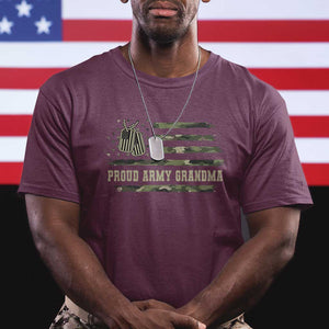 Proud Army Grandma T Shirt Vintage Camo American Flag Veteran TS11 Maroon Print Your Wear