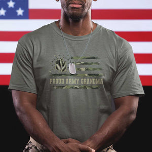 Proud Army Grandma T Shirt Vintage Camo American Flag Veteran TS11 Military Green Print Your Wear