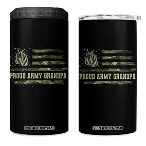 Proud Army Grandpa 4 in 1 Can Cooler Tumbler Vintage Camo American Flag Veteran TS11 One Size: 16 oz Black Print Your Wear